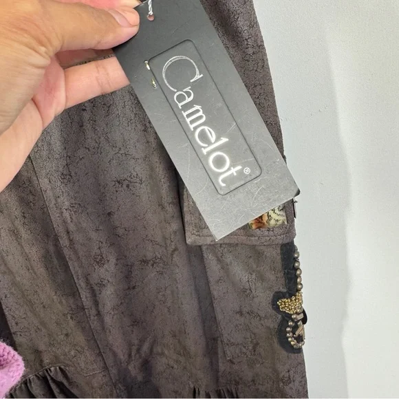 Camelot Italy Brown Cargo Midi Skirt Size S Embellished Utility Boho Grunge - Picture 11 of 16